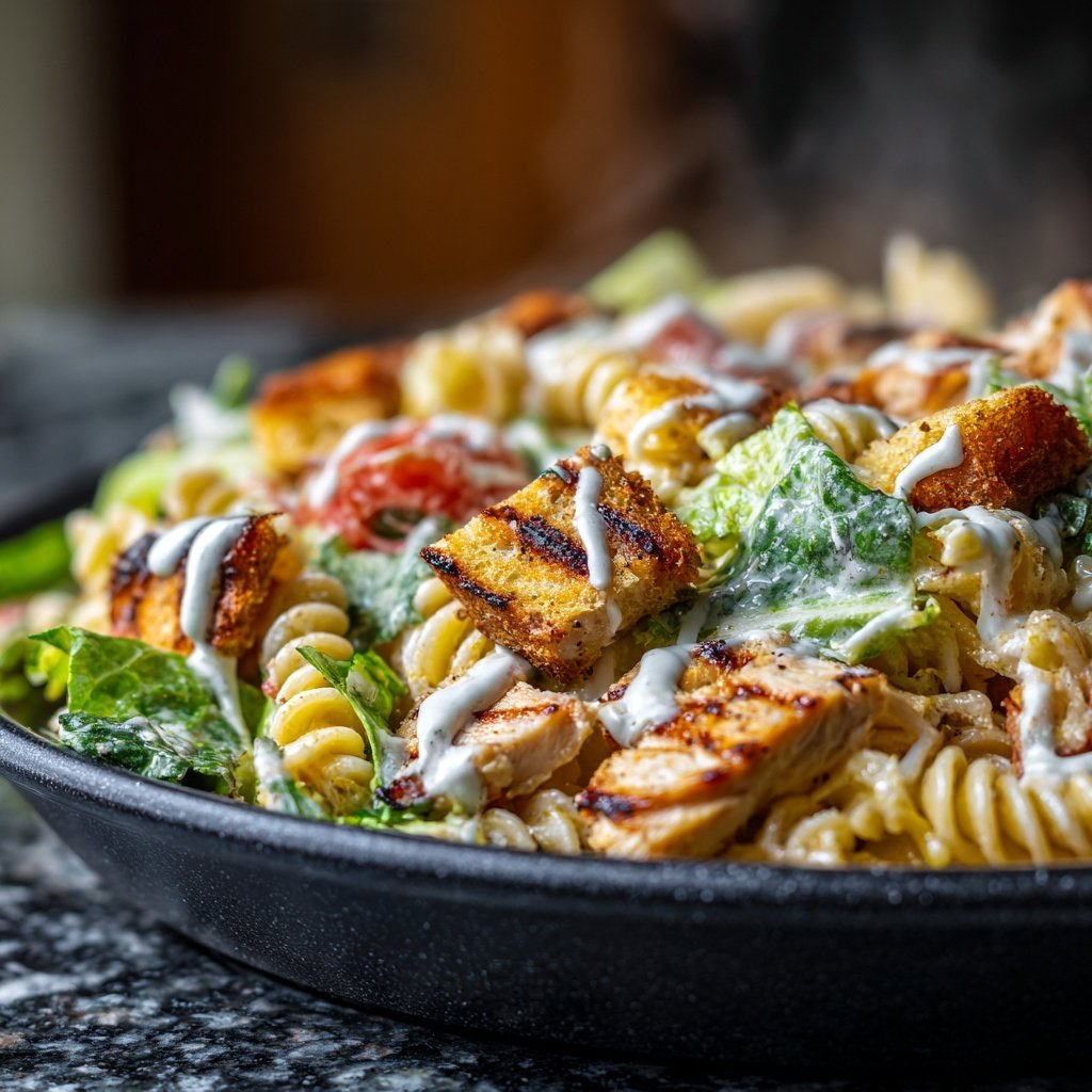 Healthy Chicken Caesar Pasta Salad
