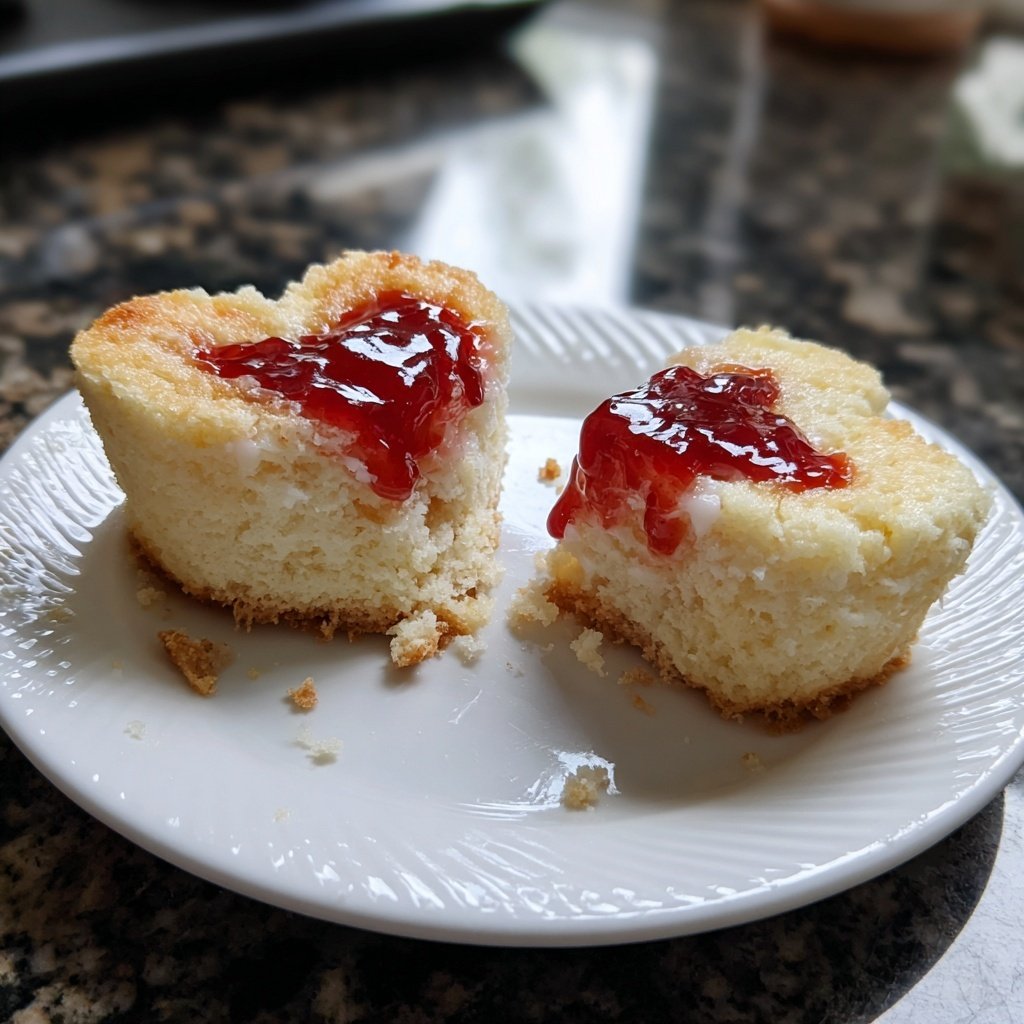 Mini Heart Cake with Strawberry Jam Center
