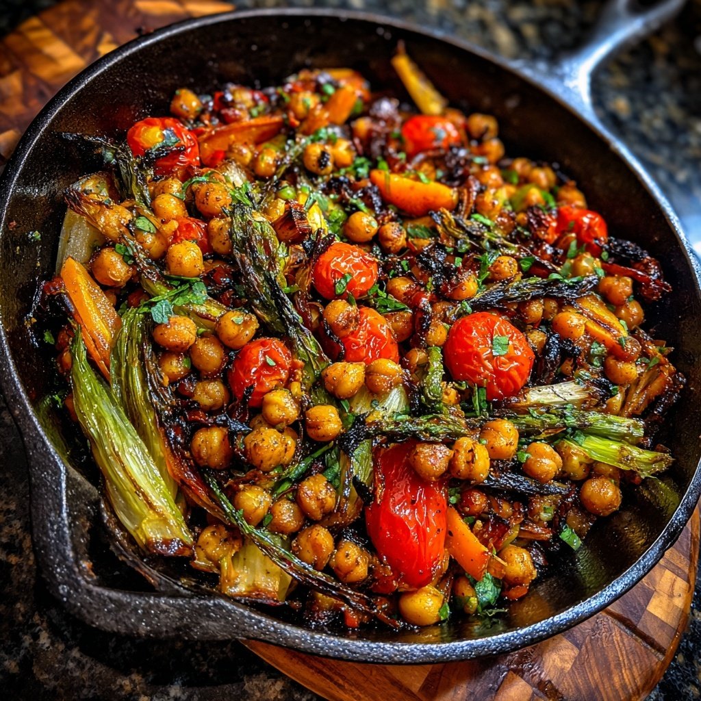 Roasted Veggie Chickpea Skillet