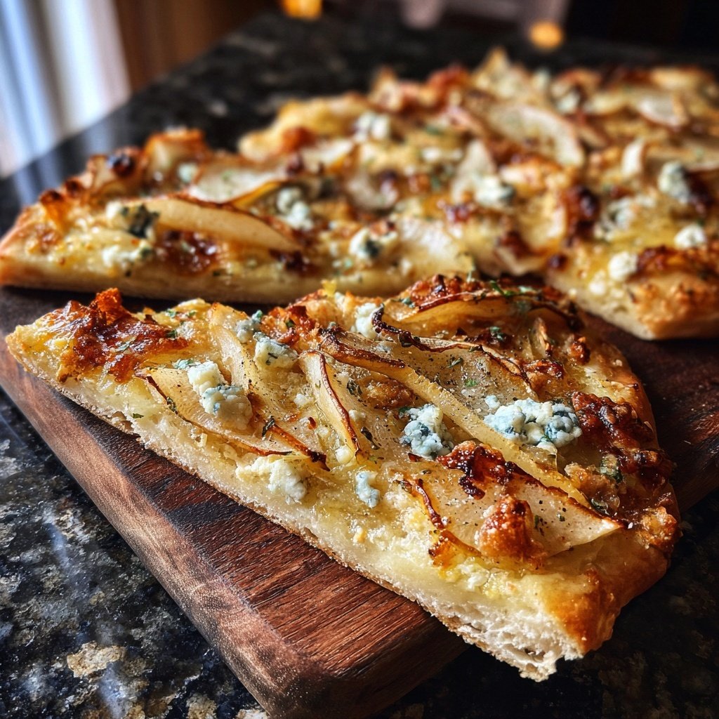 Flammkuchen with Pear and Blue Cheese