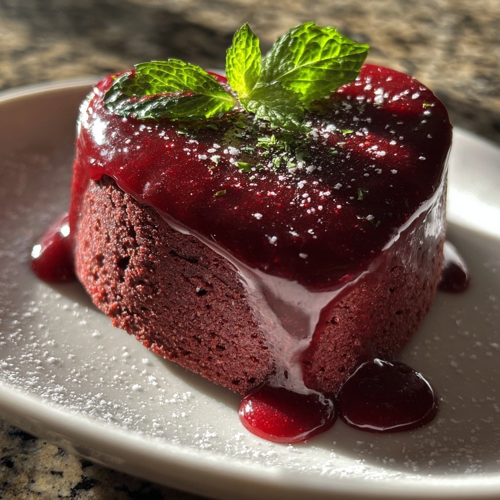 Mini Heart Cake with Berry Glaze