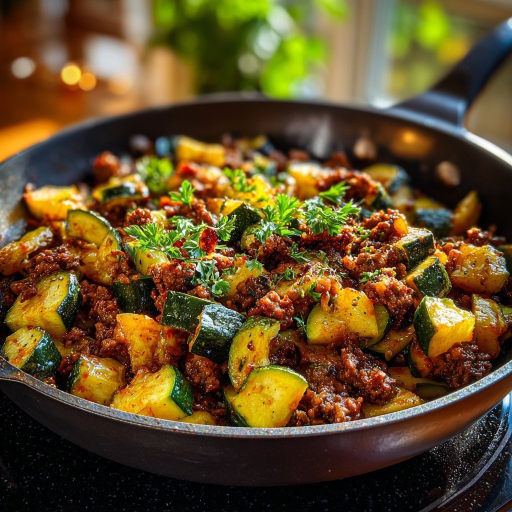 Ground Beef And Zucchini Dinner Skillet