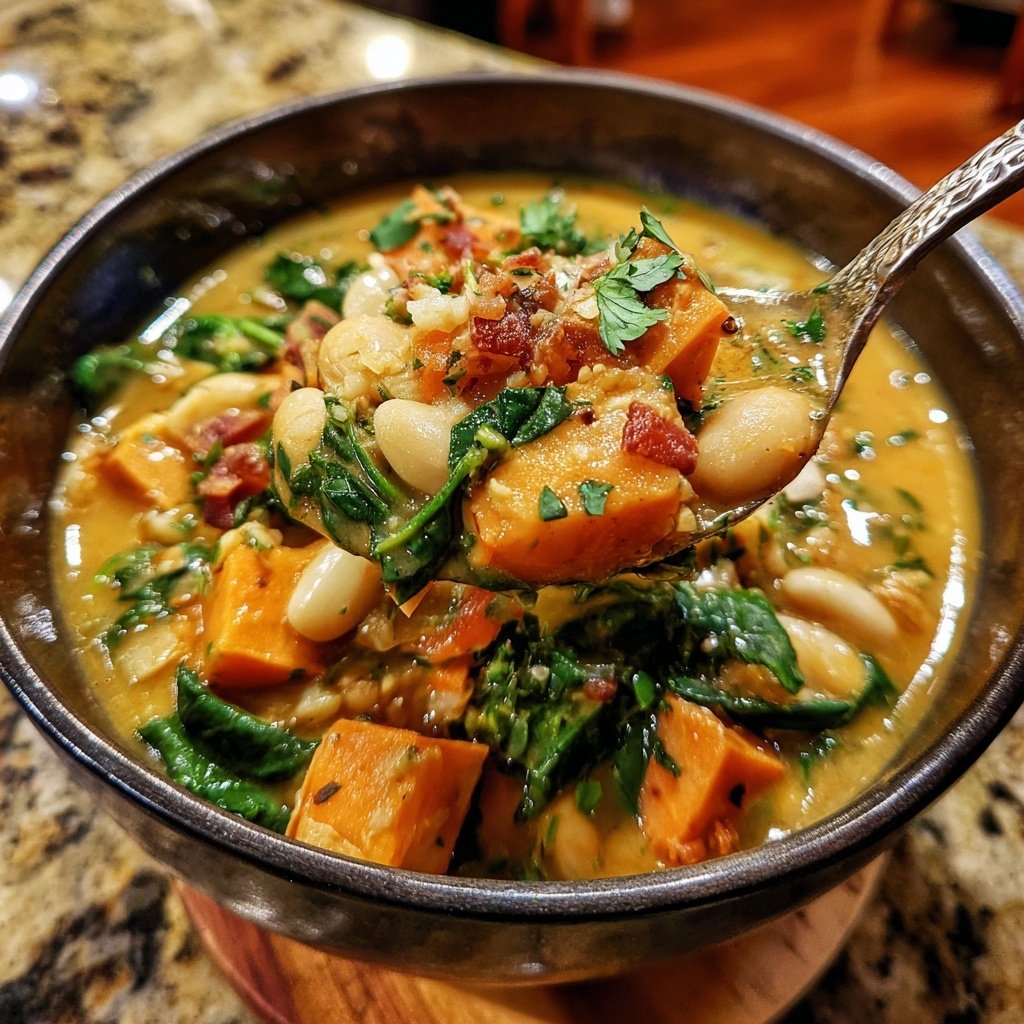 Healthy Crockpot Sweet Potato White Bean Stew