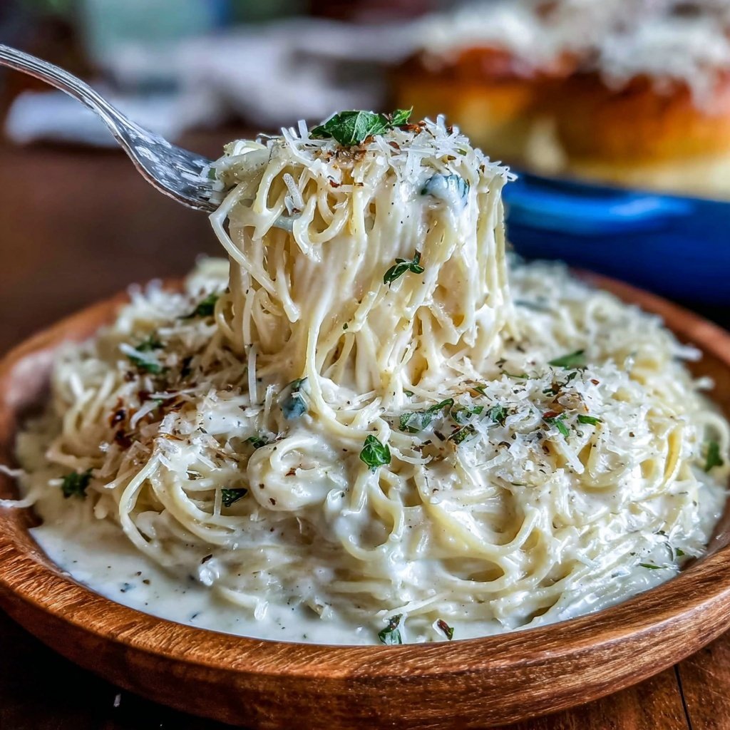 Angel Hair Pasta With Alfredo Sauce