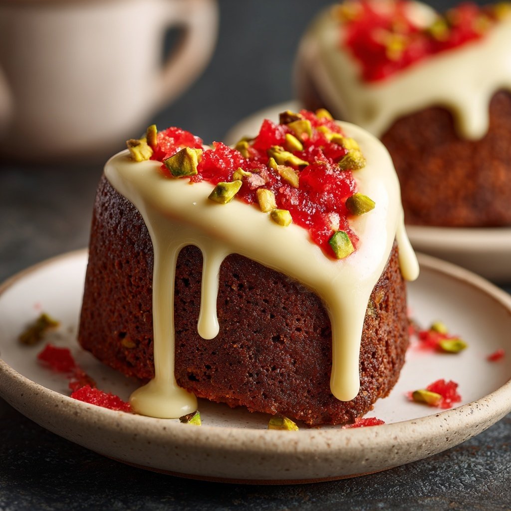 Mini Heart Cake with Pistachio Vanilla Frosting