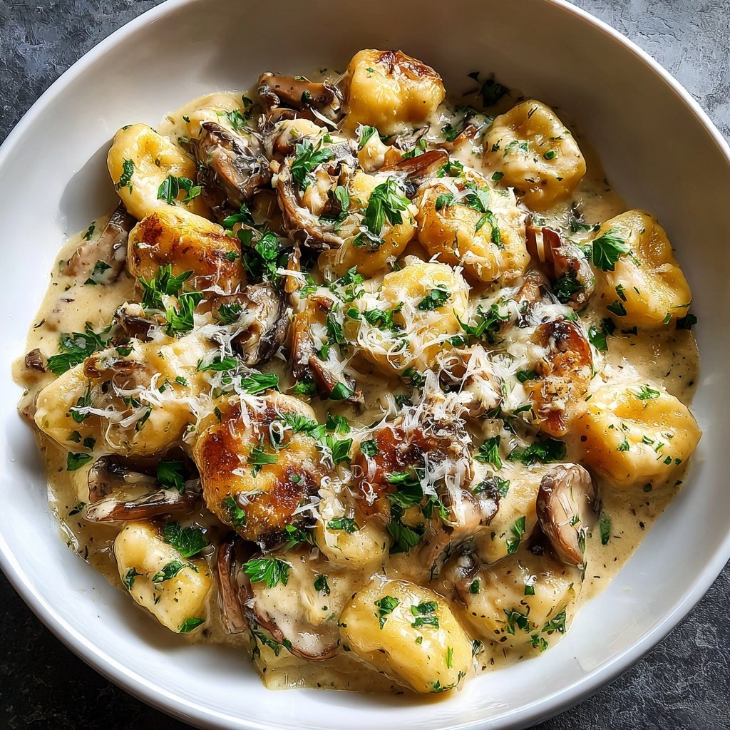 Romantic Creamy Mushroom Gnocchi