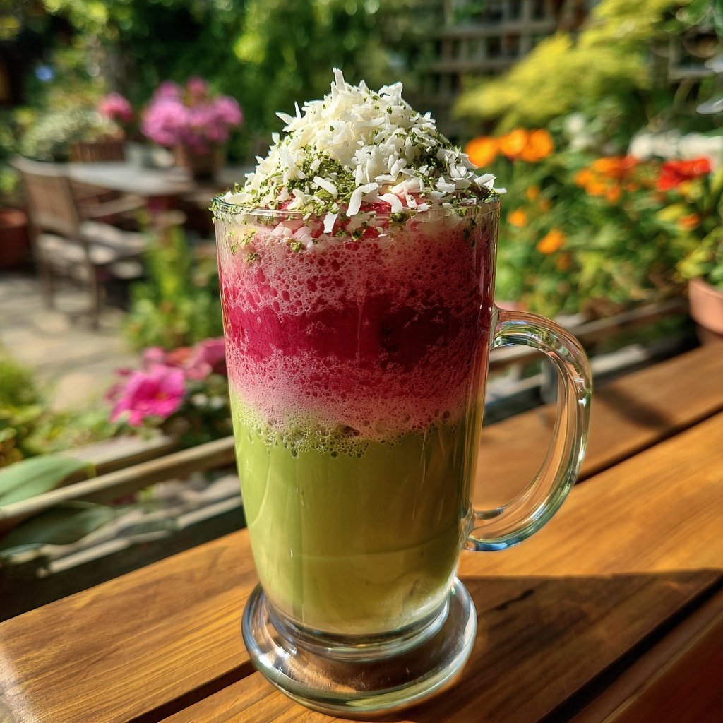 Iced Strawberry Coconut Matcha